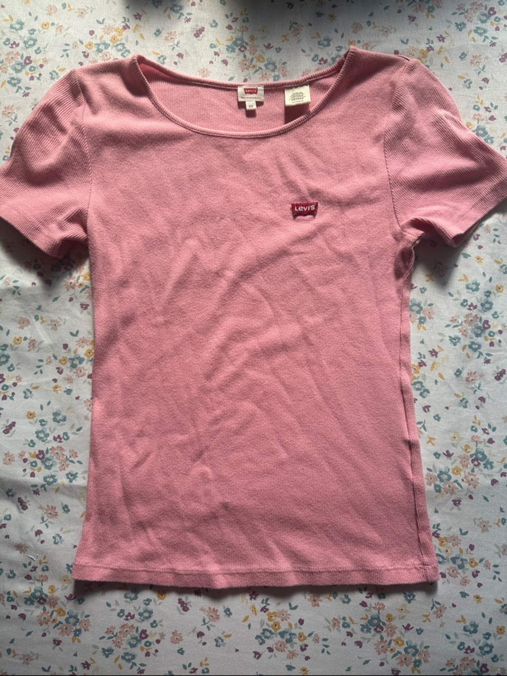 Levis Pink Short Sleeve Tee with Red Logo Patch